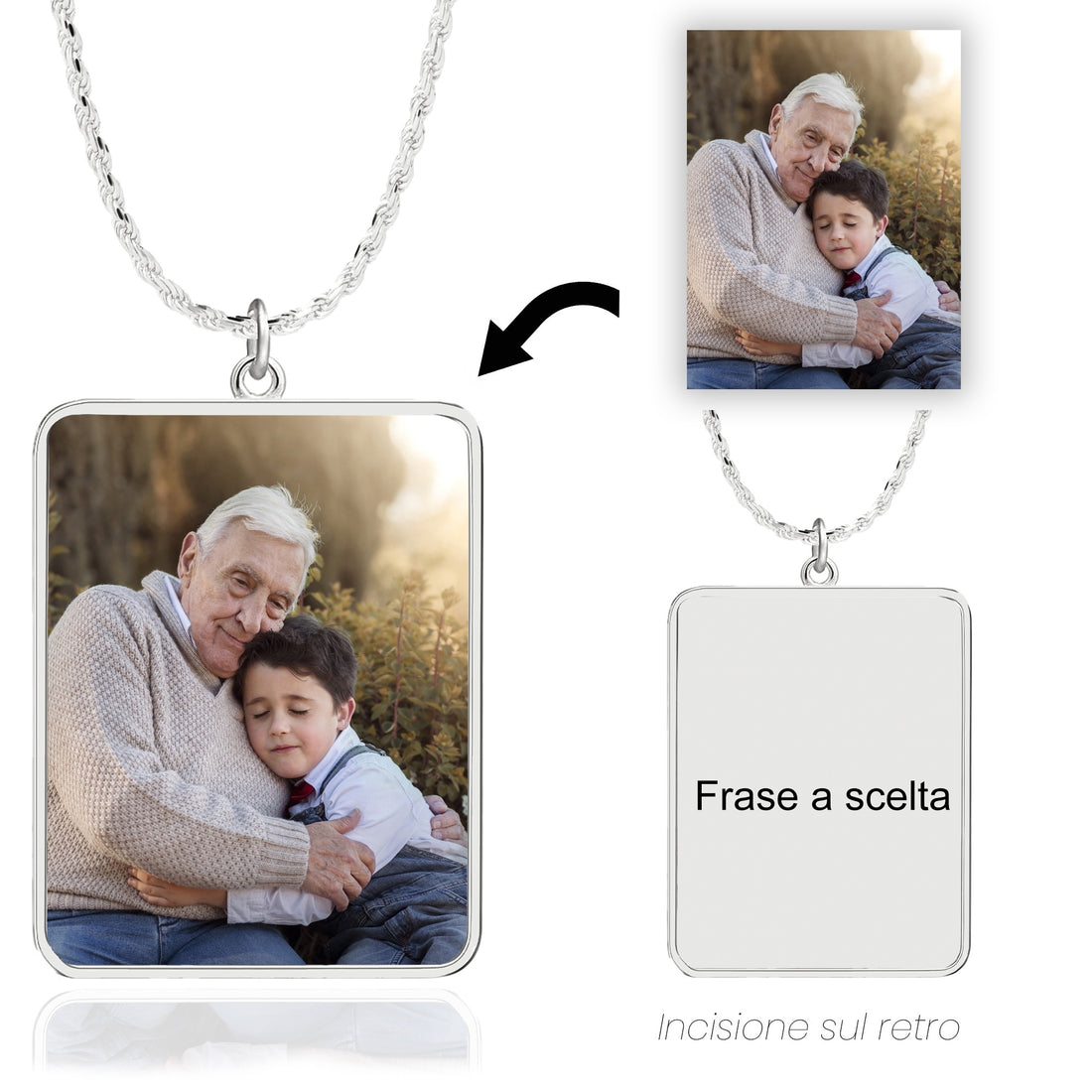 Collana foto personalizzata forma rettangolare