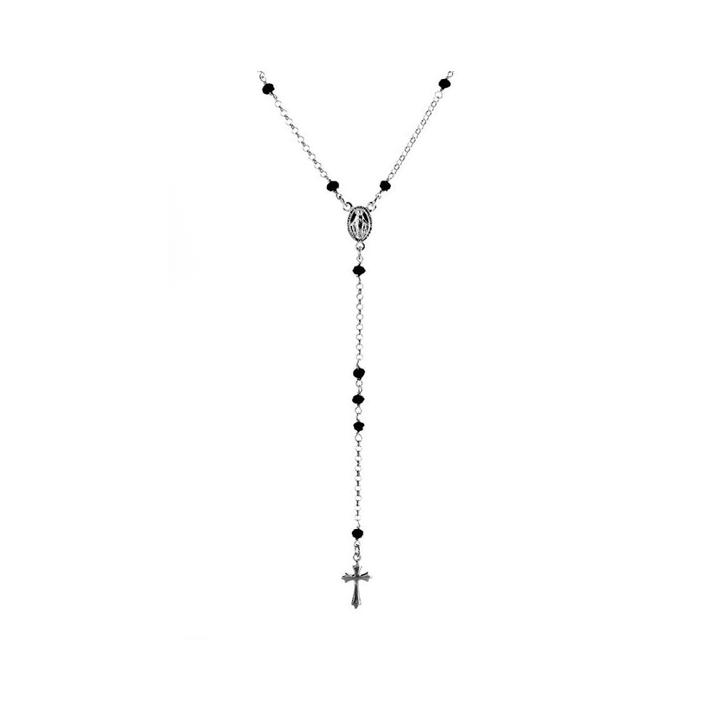 Collana rosario con pietre nere