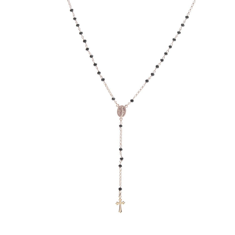 Collana rosario con pietre nere