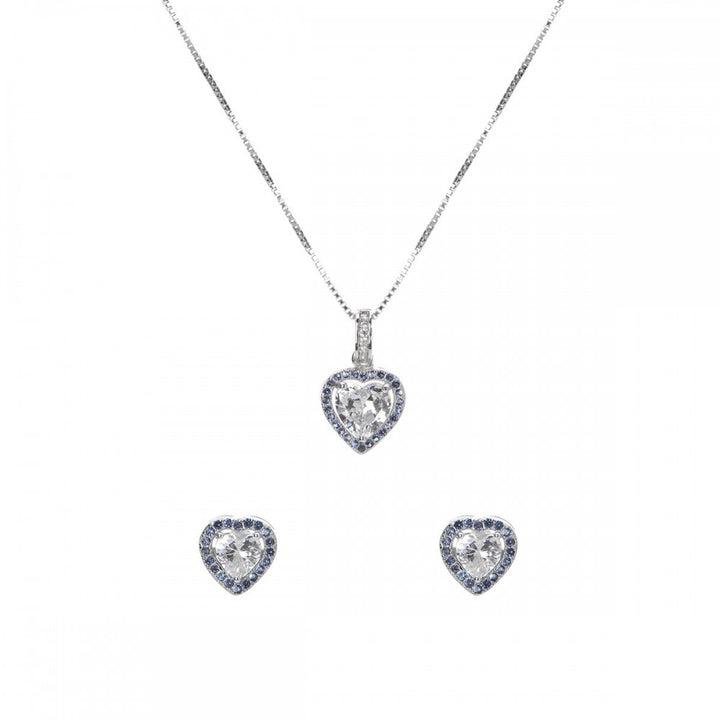 Set cuore pietre bianche & blu