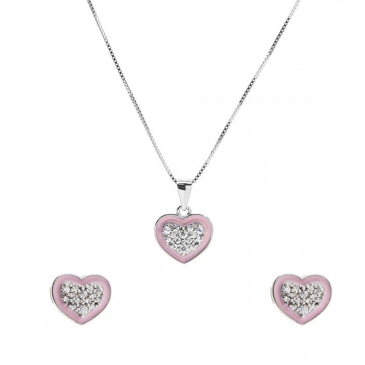 Set cuore rosa e pietre bianche